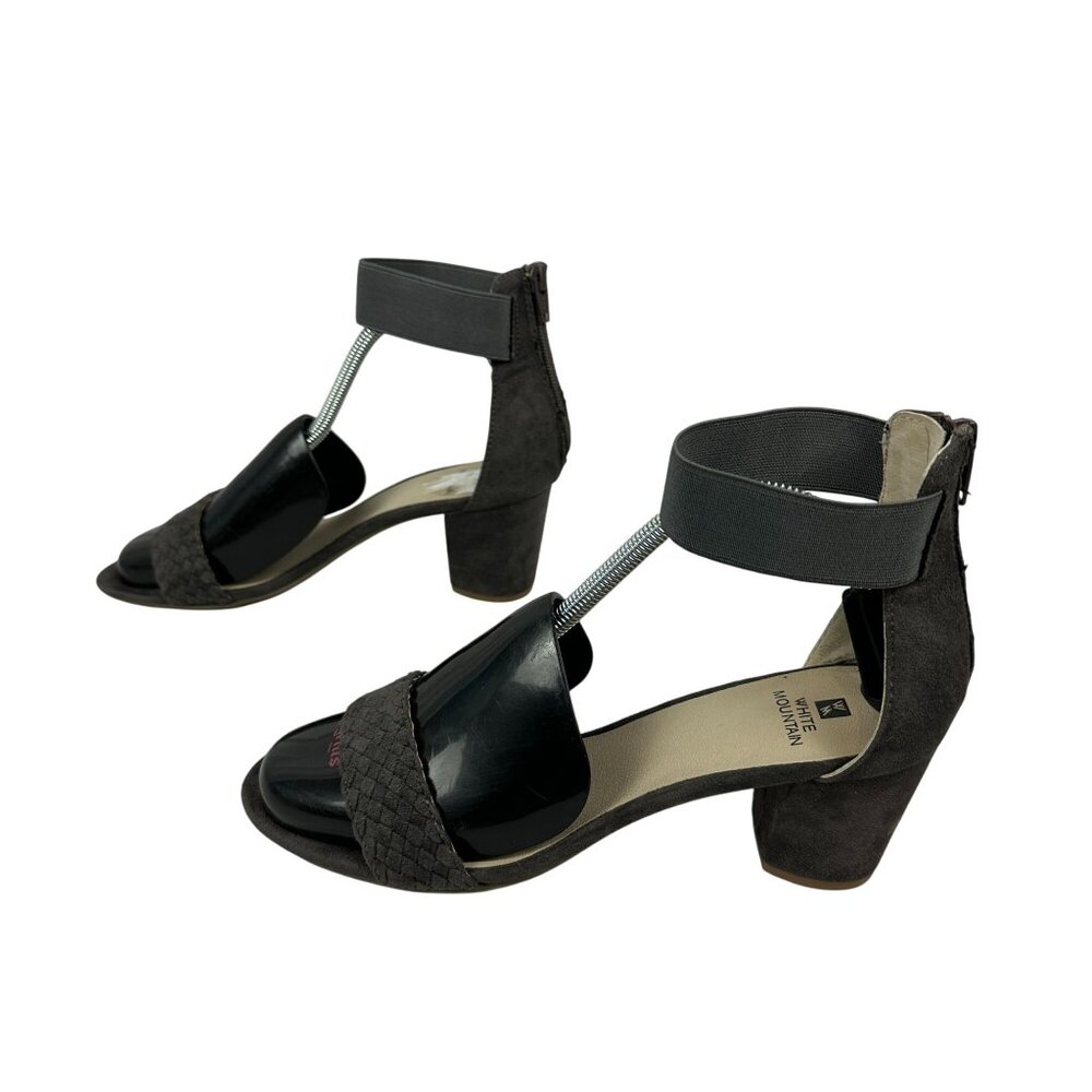 White Mountain Womens Heeled Sandals With Elastic & Braided Design Size 9.5